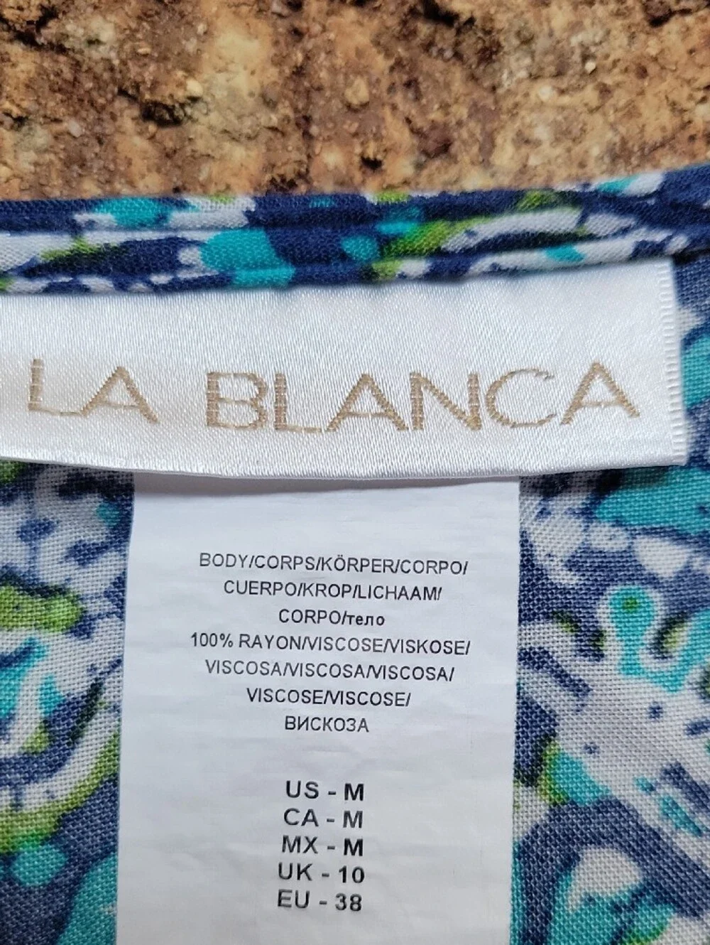 La Blanca Tuvalu Tapa Long-Sleeve Tassel Tunic Coverup Size Medium Viscose